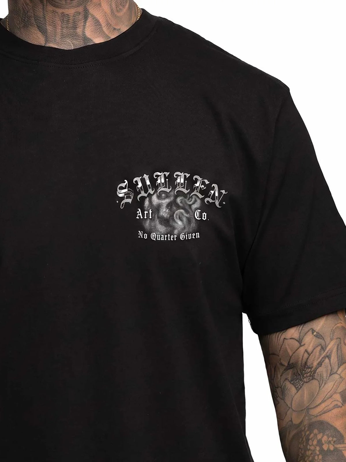 Close-up of the Sullen No Quarter T-shirt front chest graphic