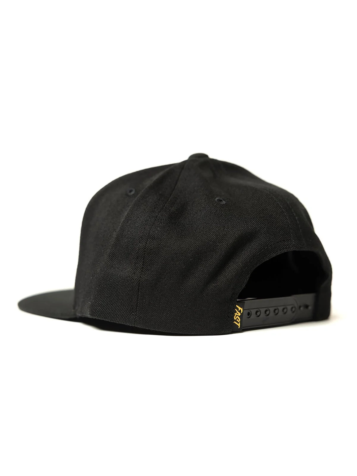 Fasthouse Men's Oil Burner 110 Snapback Hat in Black, rear view with snapback closure