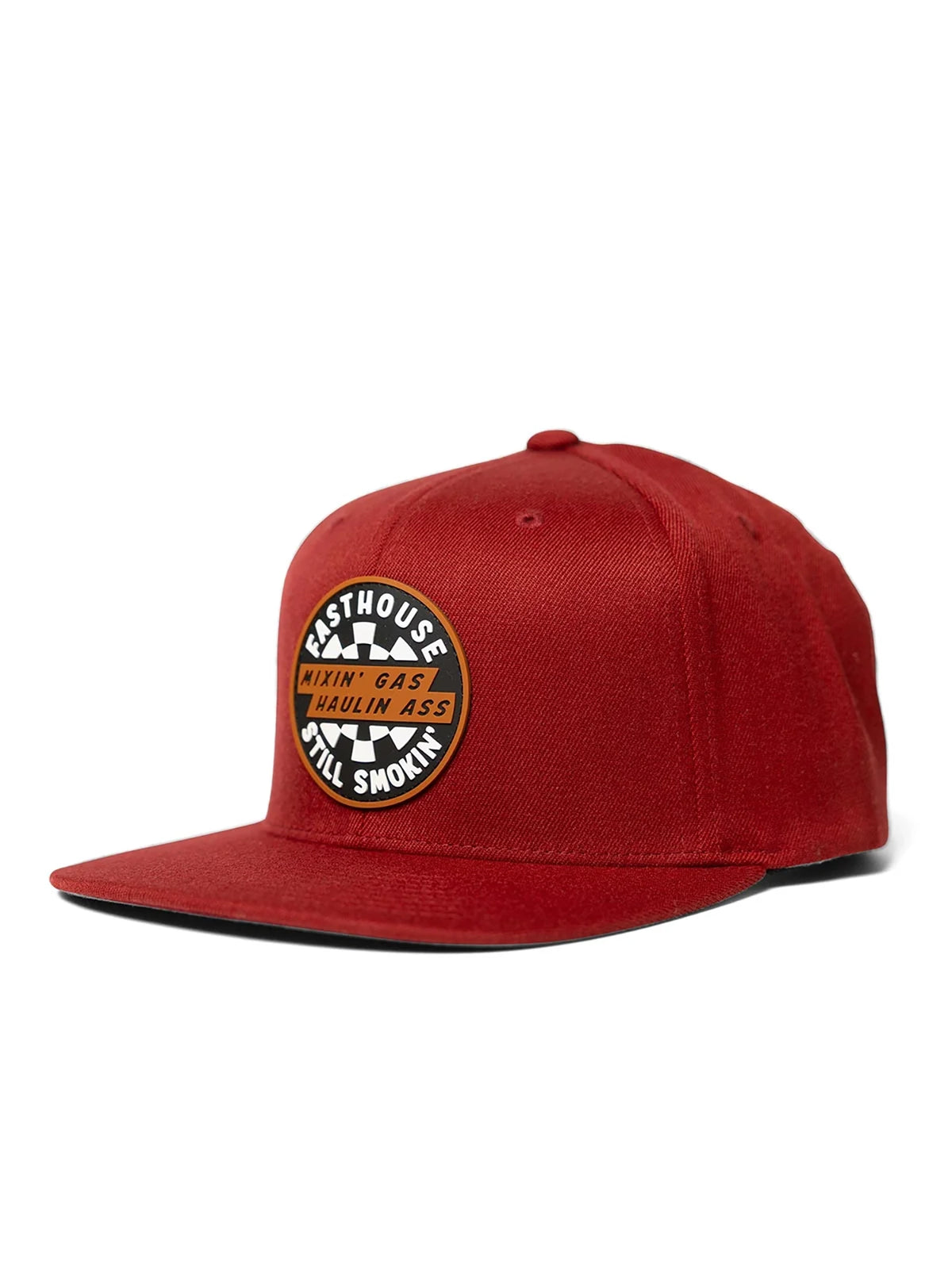 Fasthouse Men's Oil Burner 110 Snapback Hat in Maroon, front three-quarter view