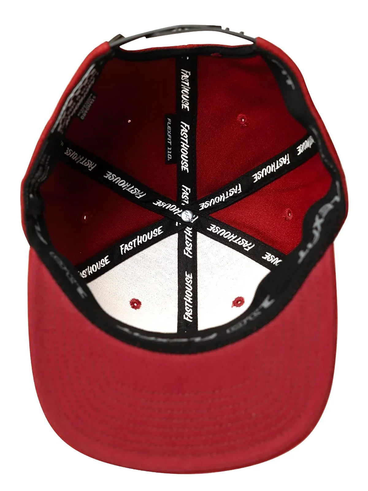 Fasthouse Men's Oil Burner 110 Snapback Hat in Maroon, interior view with branded taping
