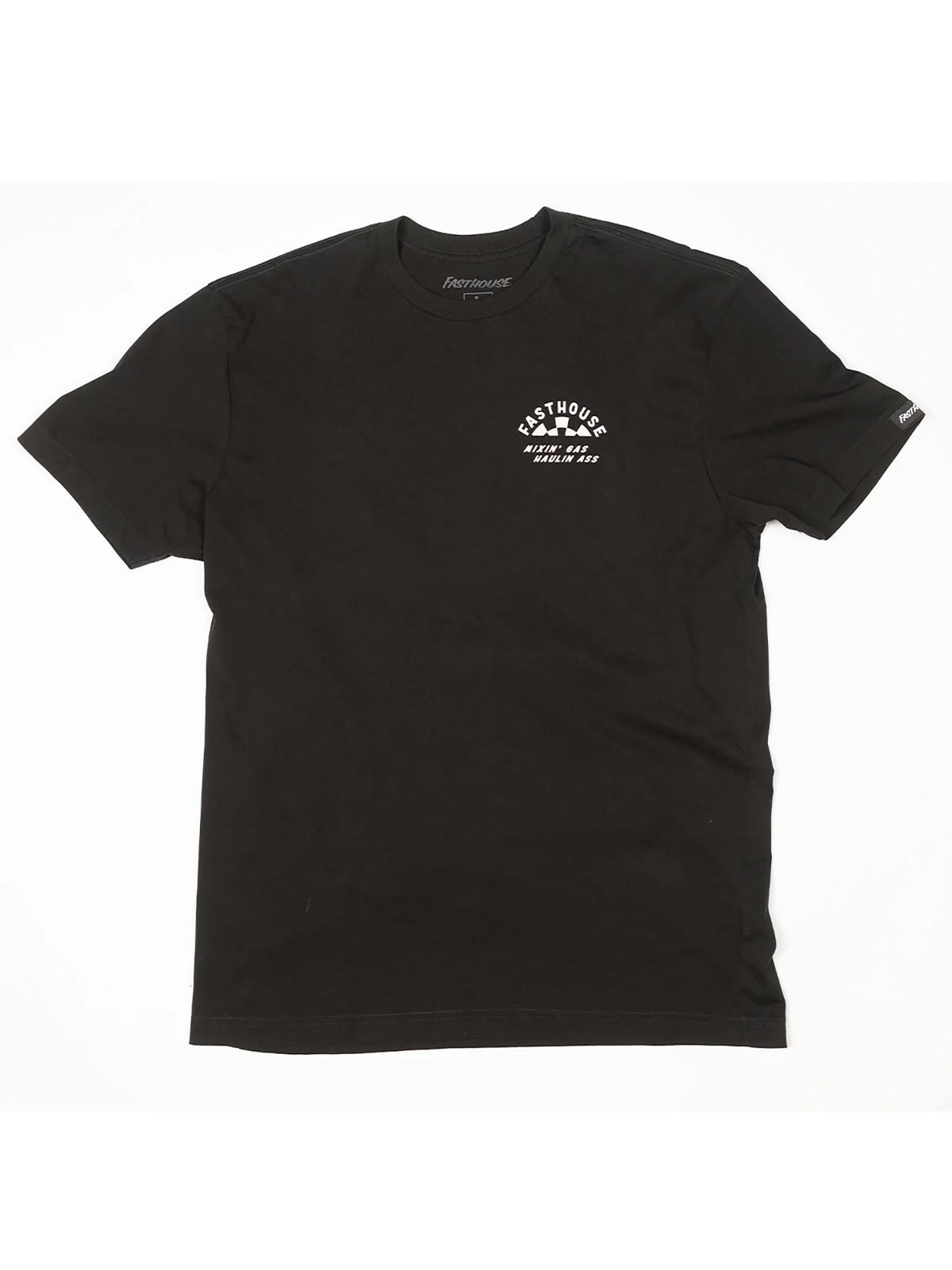 Fasthouse Men's Oil Burner Graphic T-shirt in Black, front flat-lay view
