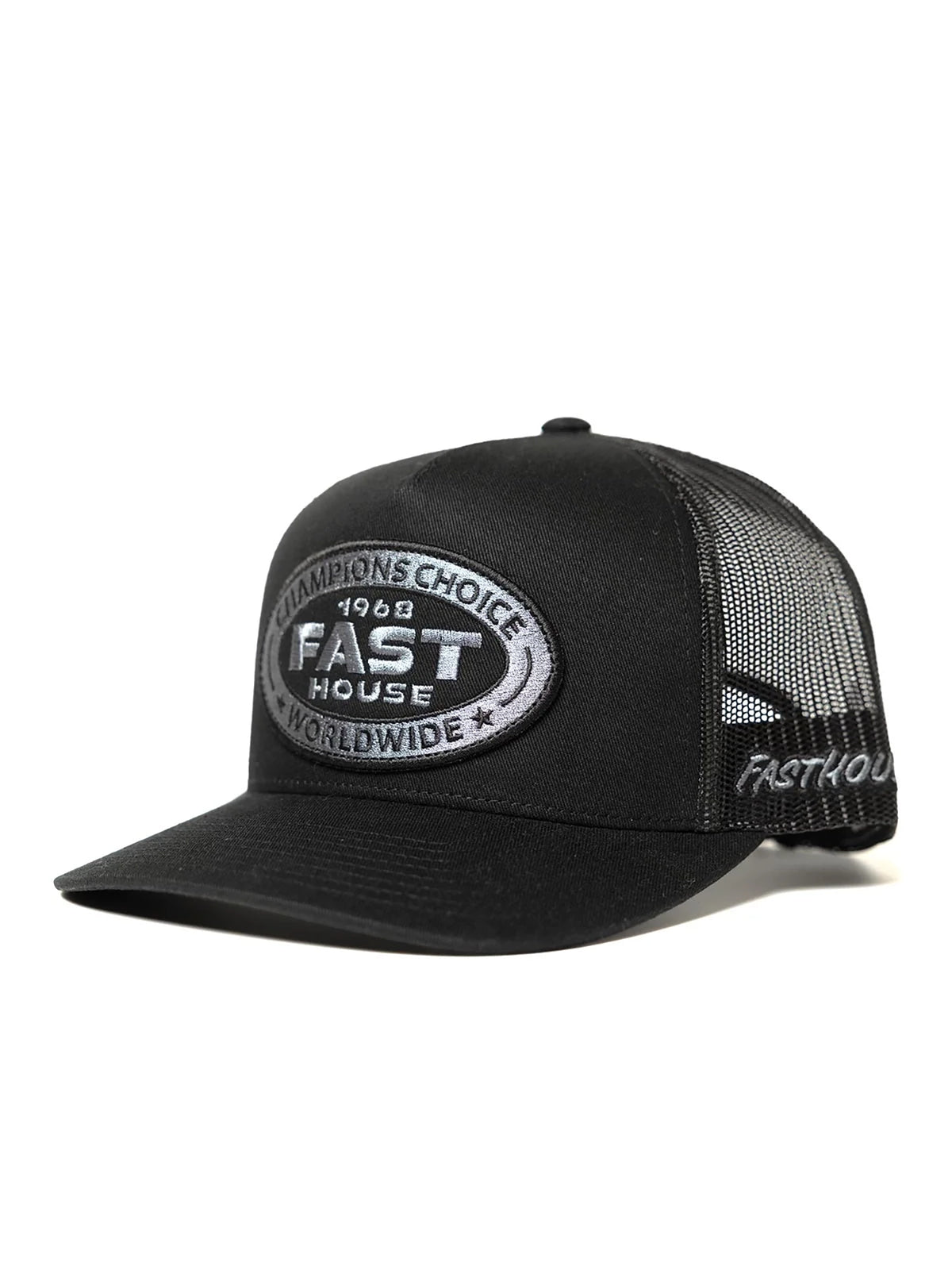 Fasthouse Men's Petrol Snapback Hat in Black, front three-quarter view