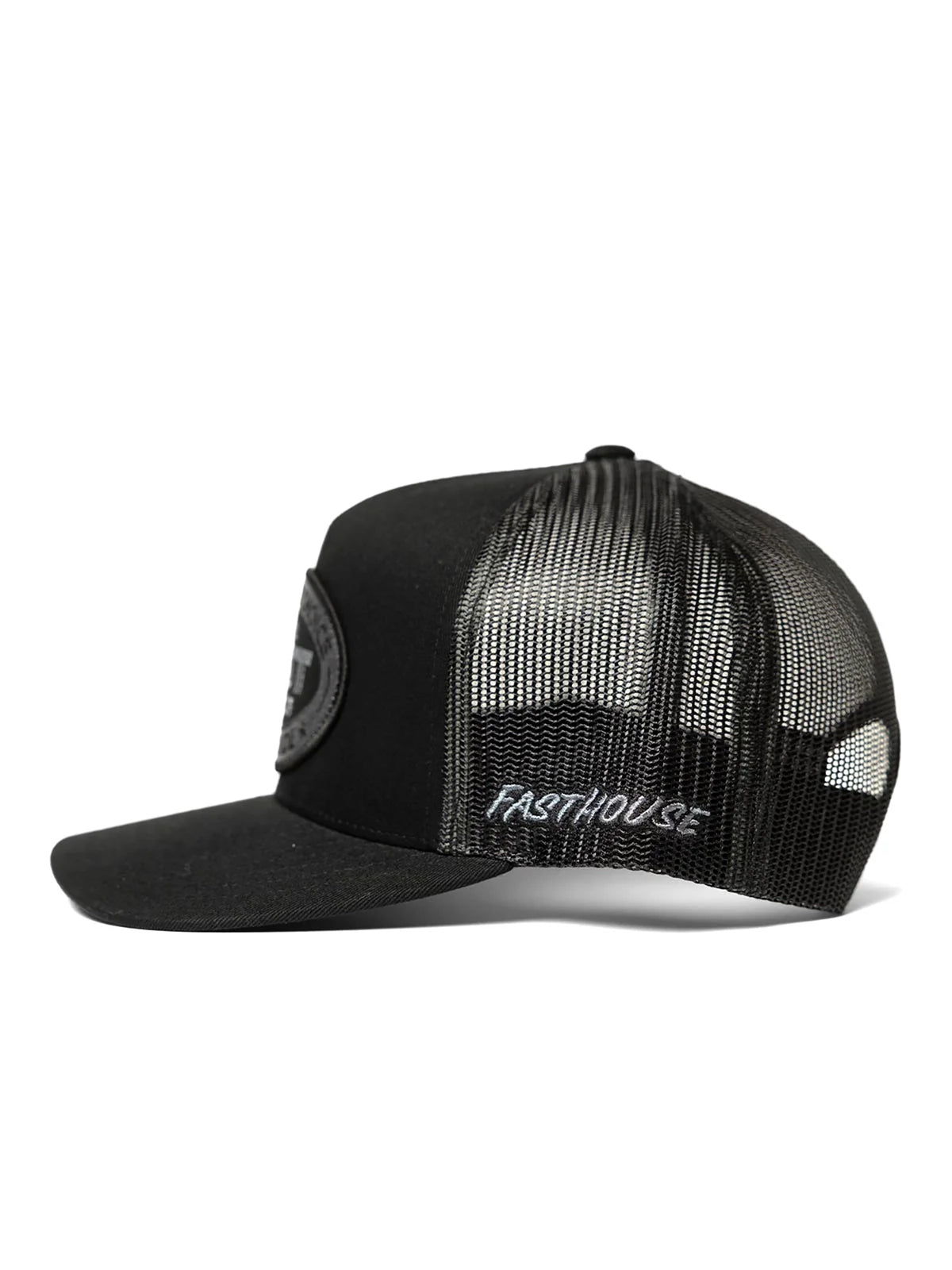 Fasthouse Men's Petrol Snapback Hat in Black, left-side view
