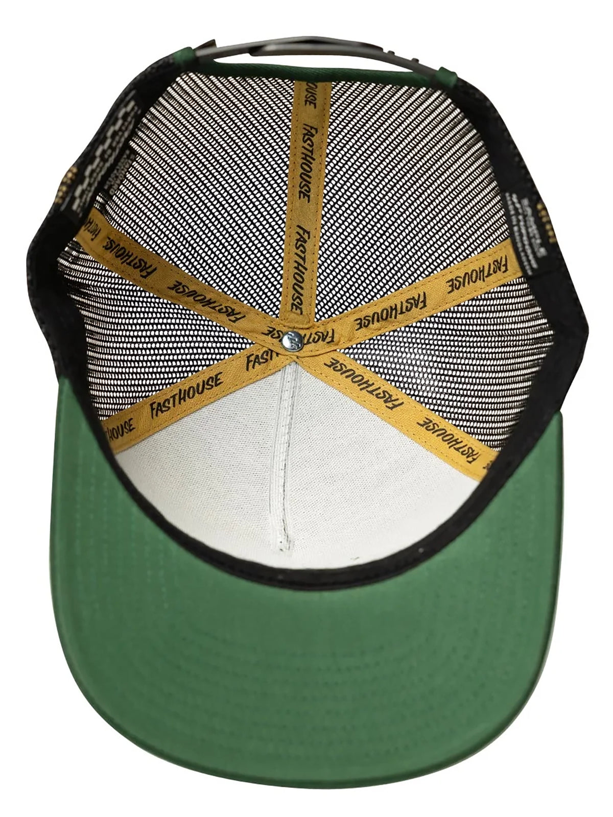 Fasthouse Men's Petrol Snapback Hat in Green, interior view with branded taping