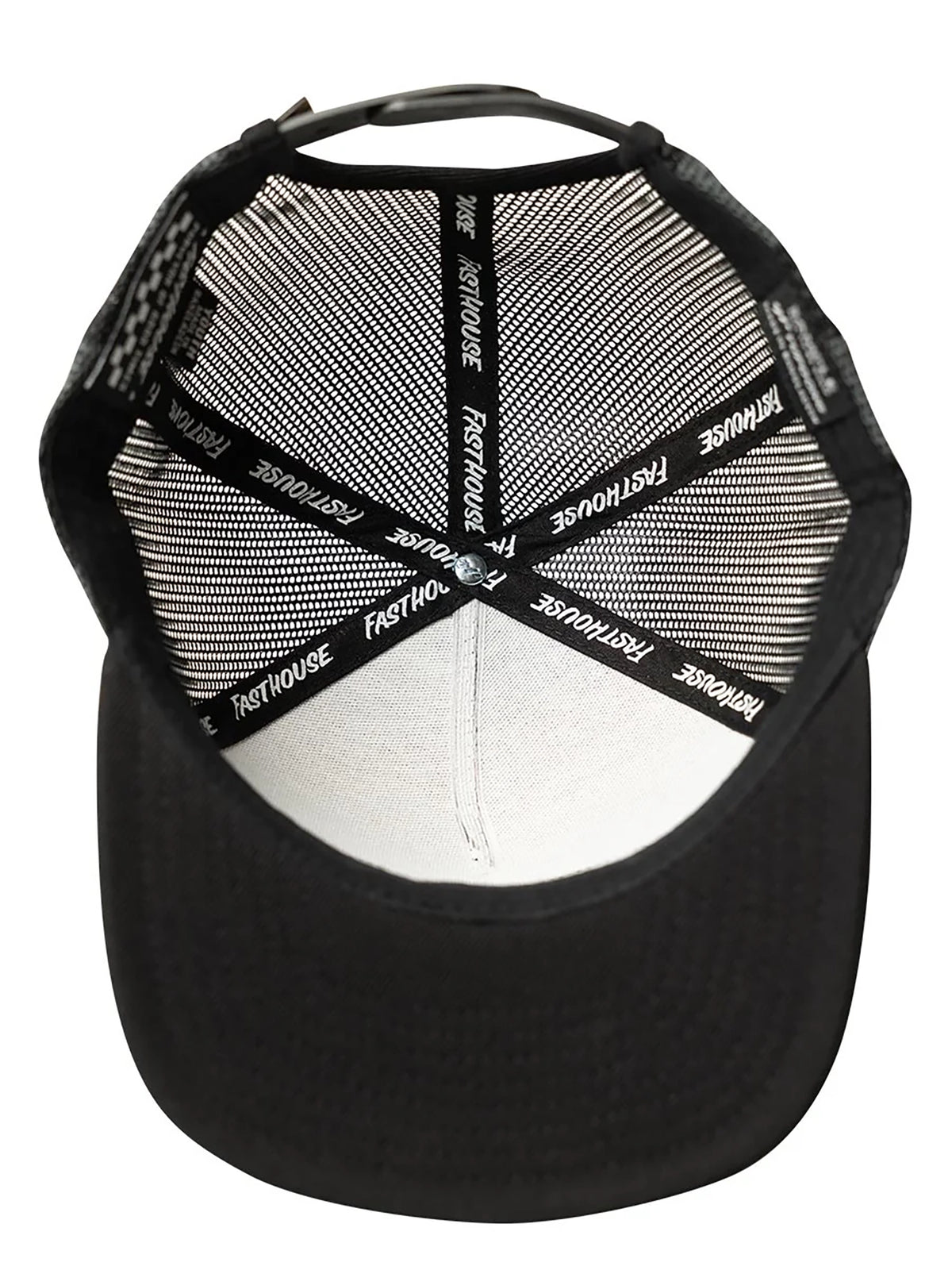 Fasthouse Men's Rapid Snapback Hat in Black, interior view with branded taping