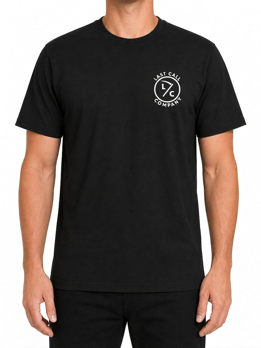 Last Call Co Remember Graphic T-shirt Black front view showing chest logo