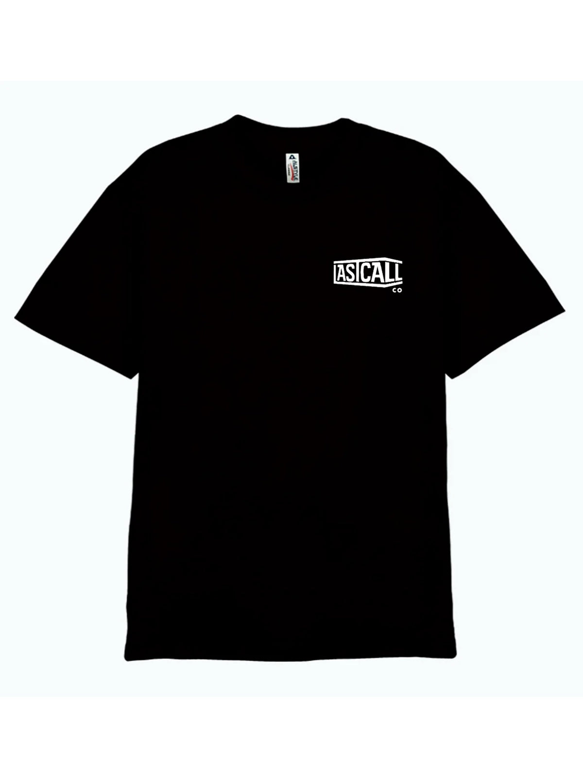 Last Call Co Roses 2 Graphic T-Shirt Black flat front view showing the chest graphic
