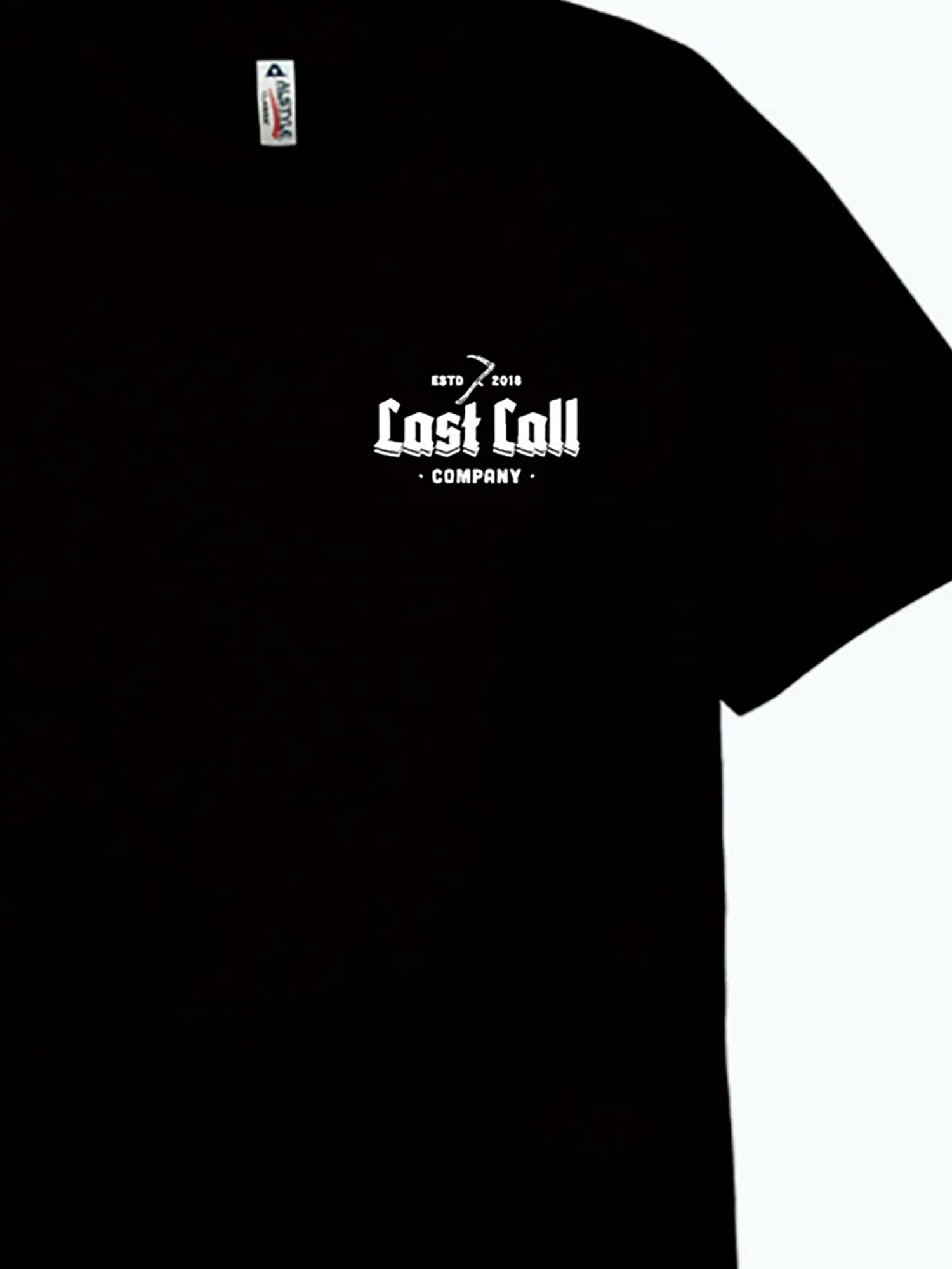 Last Call Co Salty Graphic T-shirt Black close-up front chest graphic detail