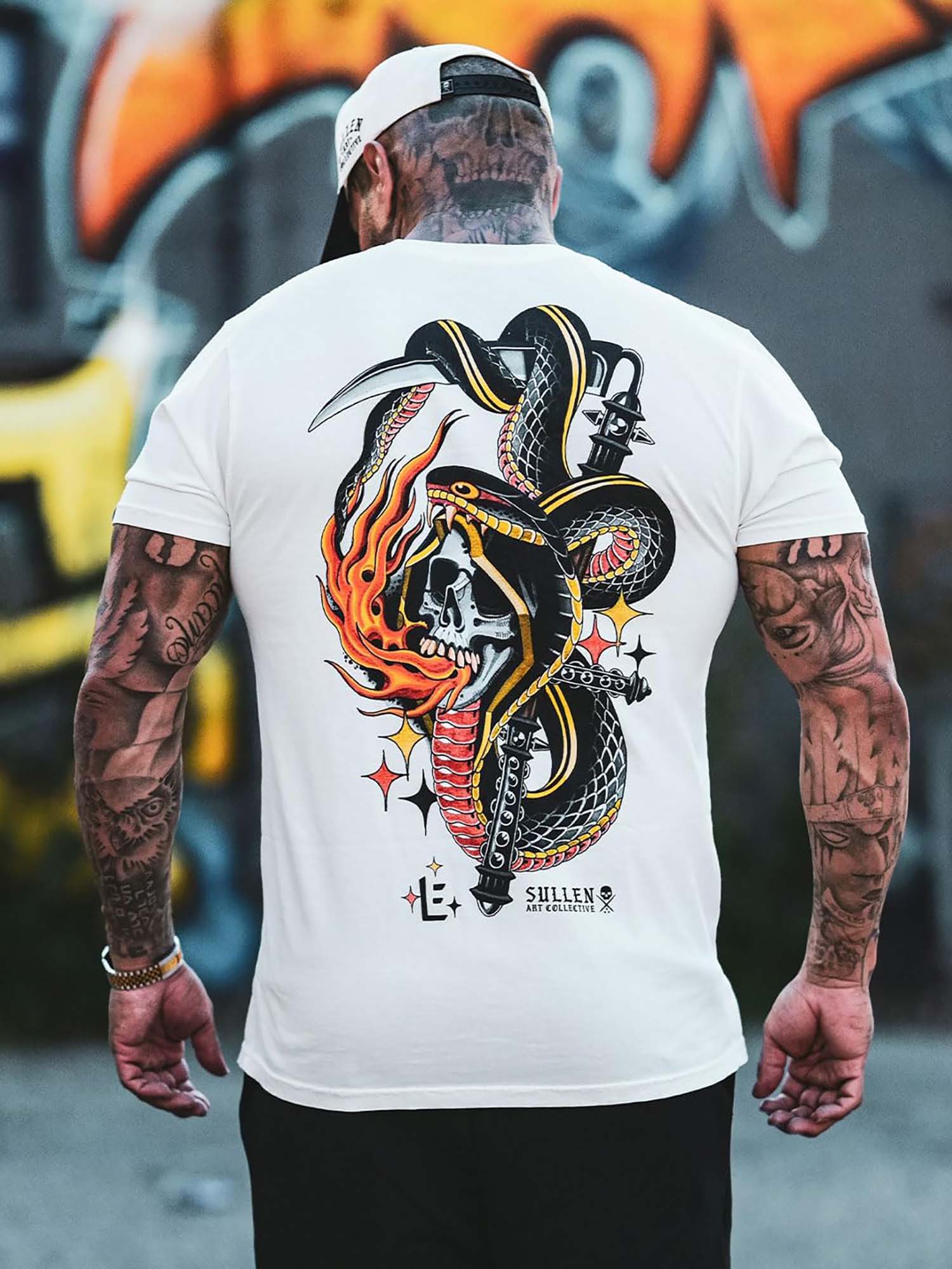 Sullen Men's Sinners & Snakes Premium Graphic Tee - Antique White by Sullen