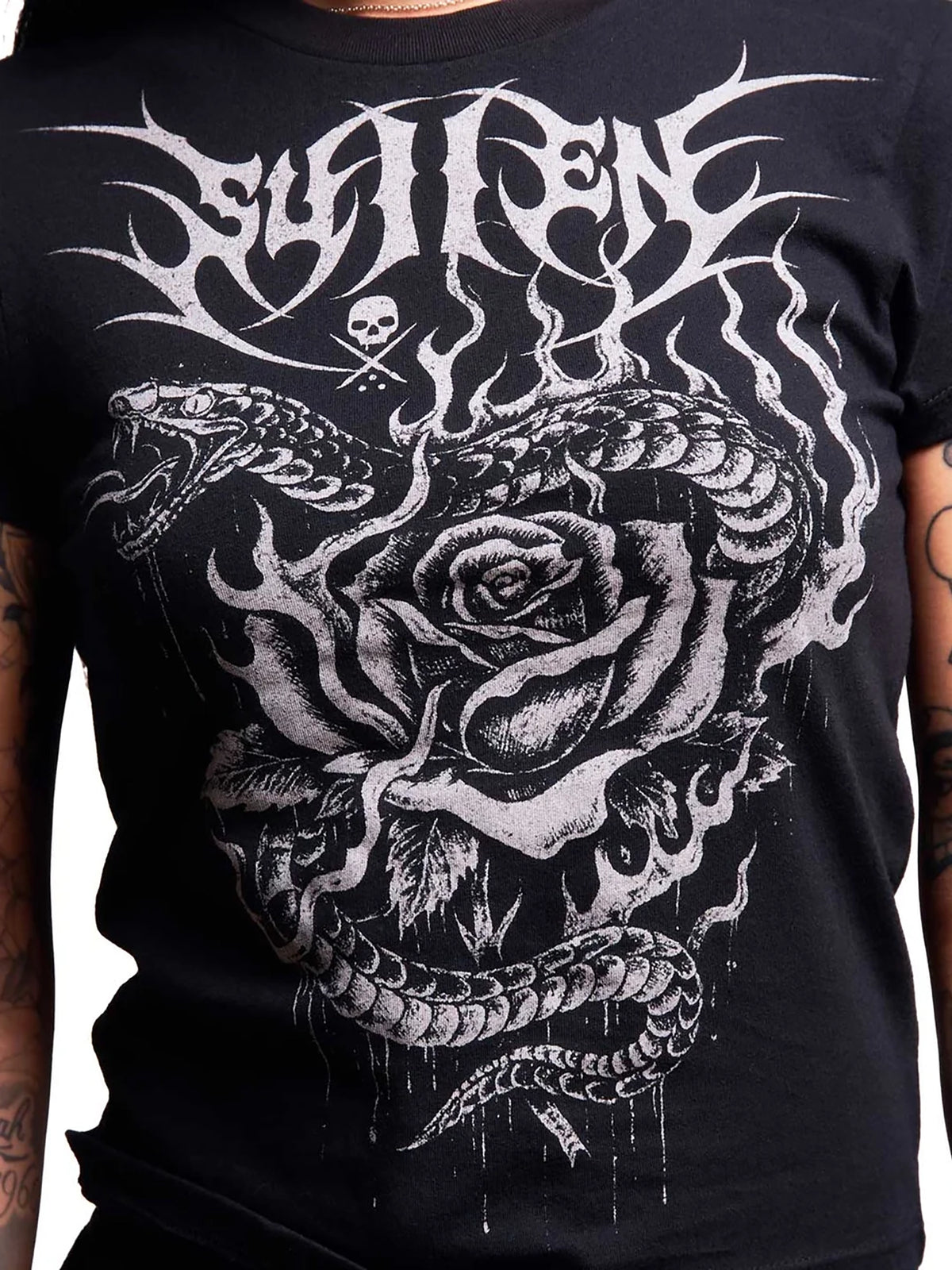 Sullen Snake Rose Women's Graphic T-shirt - Black