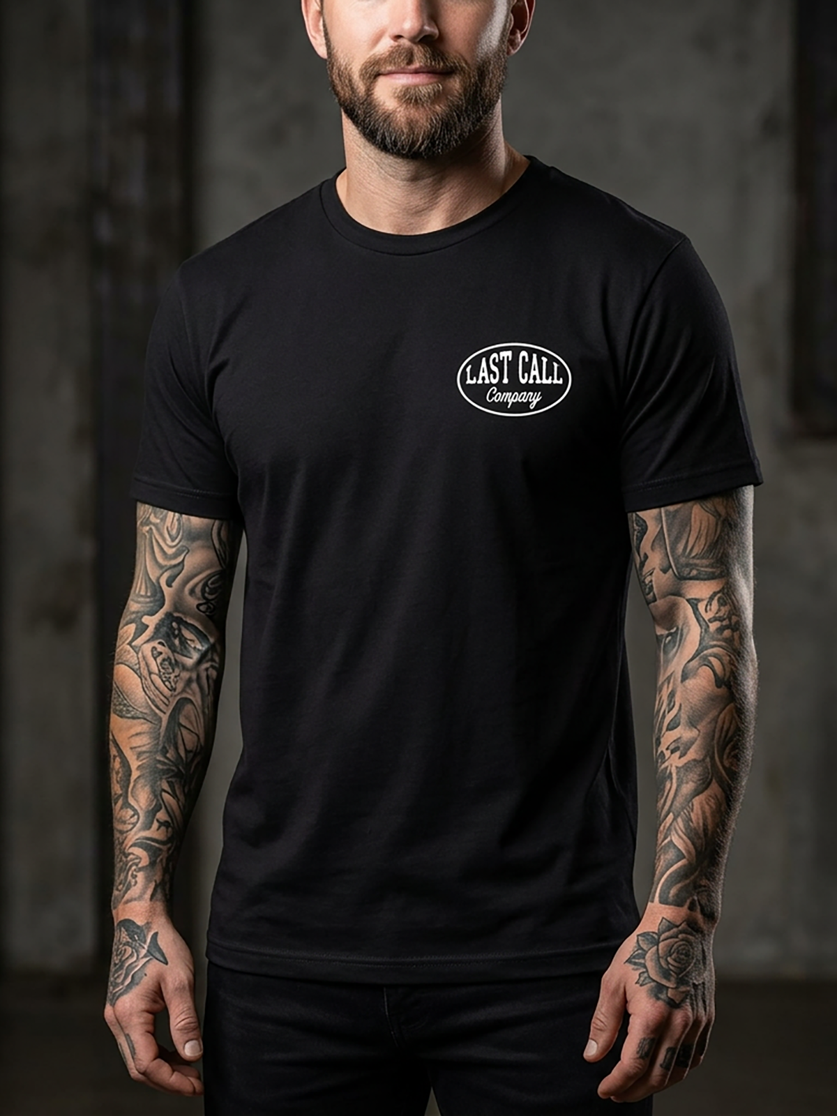 Last Call Co Summertime Graphic T-Shirt Black lifestyle front view showing the chest graphic