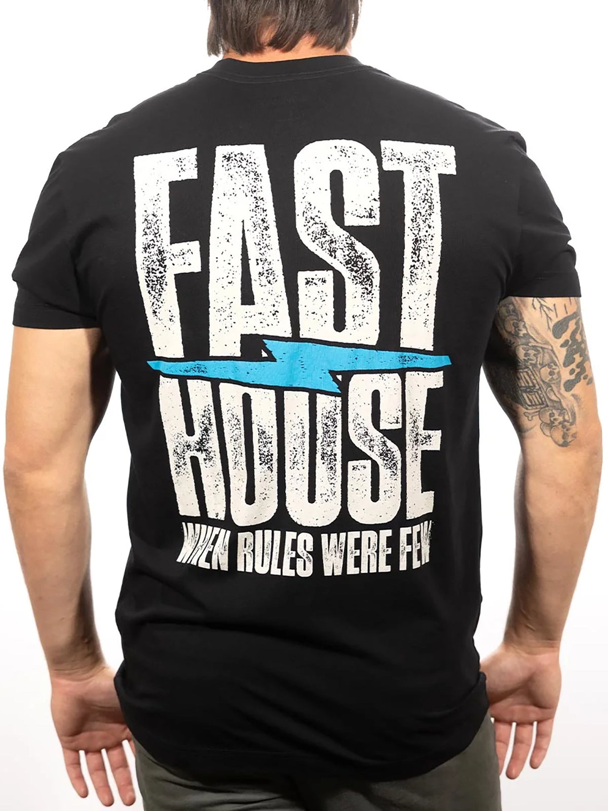 Fasthouse Men's Surge Graphic T-shirt in Black, back view on model