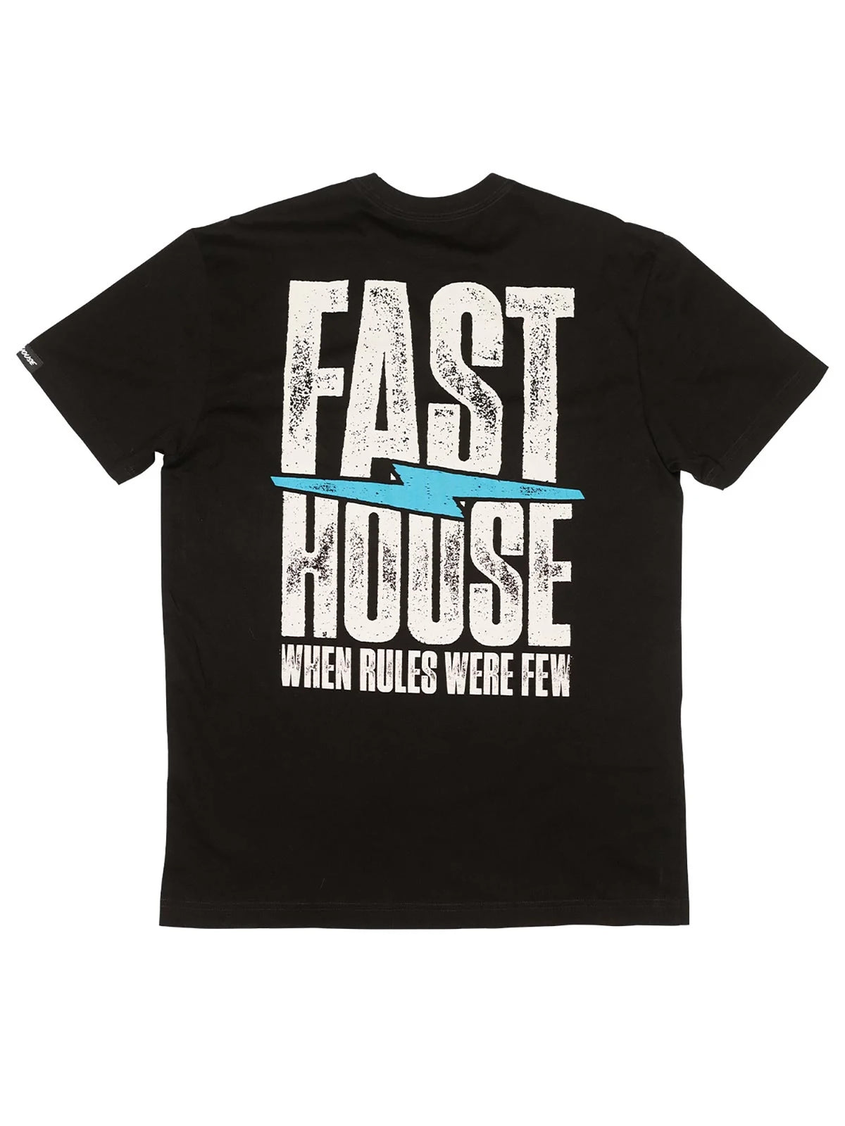 Fasthouse Men's Surge Graphic T-shirt in Black, back flat-lay view