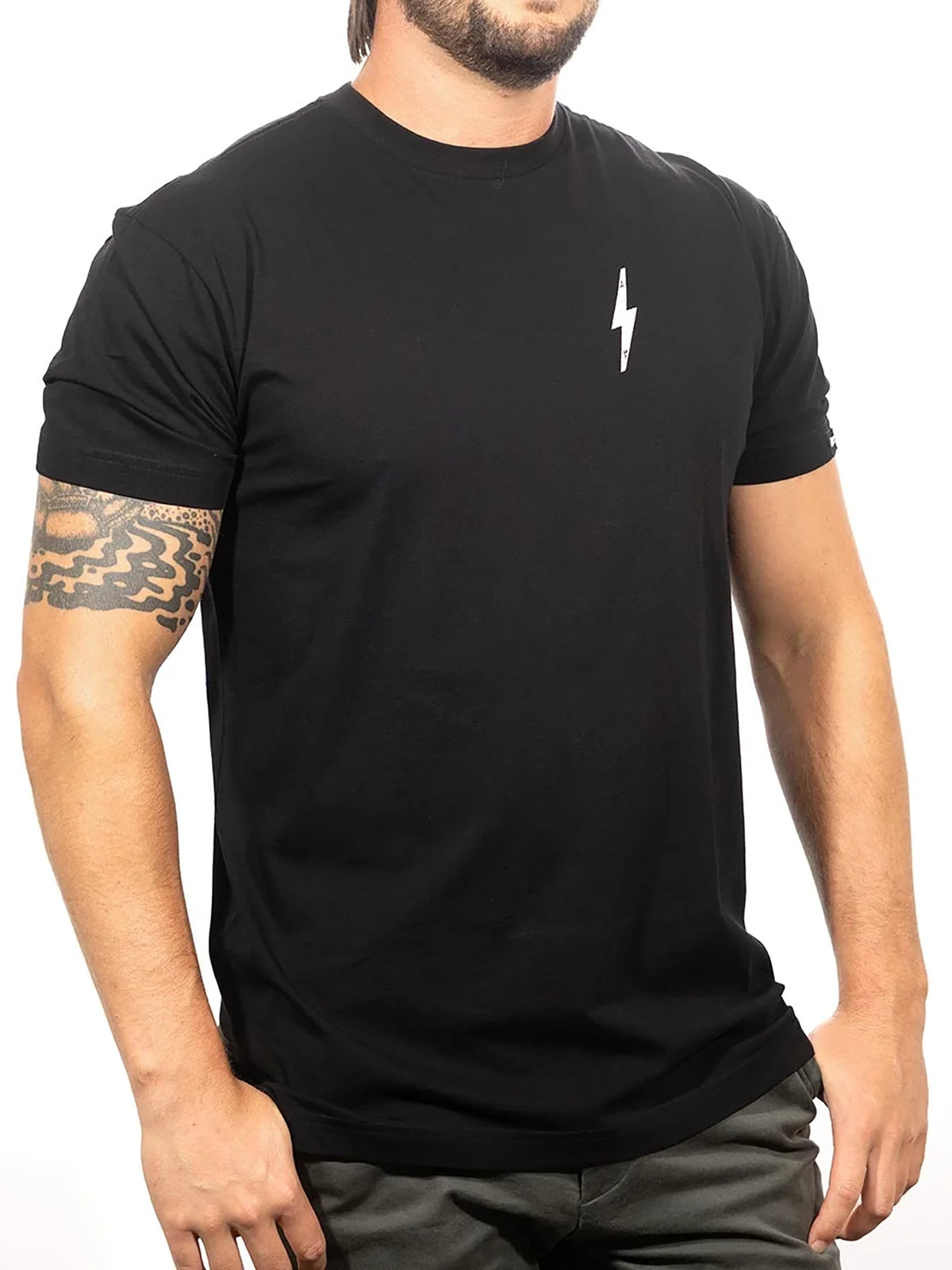 Fasthouse Men's Surge Graphic T-shirt in Black, front view on model