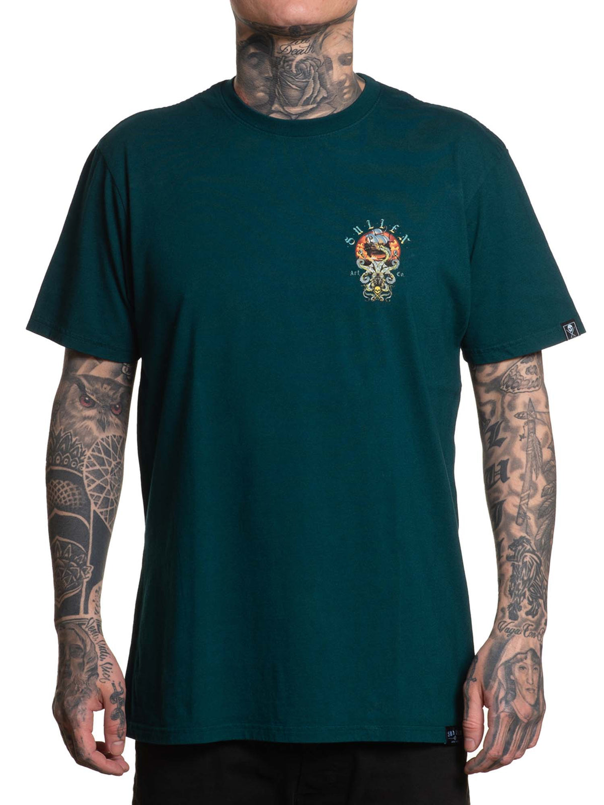 Front view of Sullen Taken Under Premium T-shirt in Deep Teal