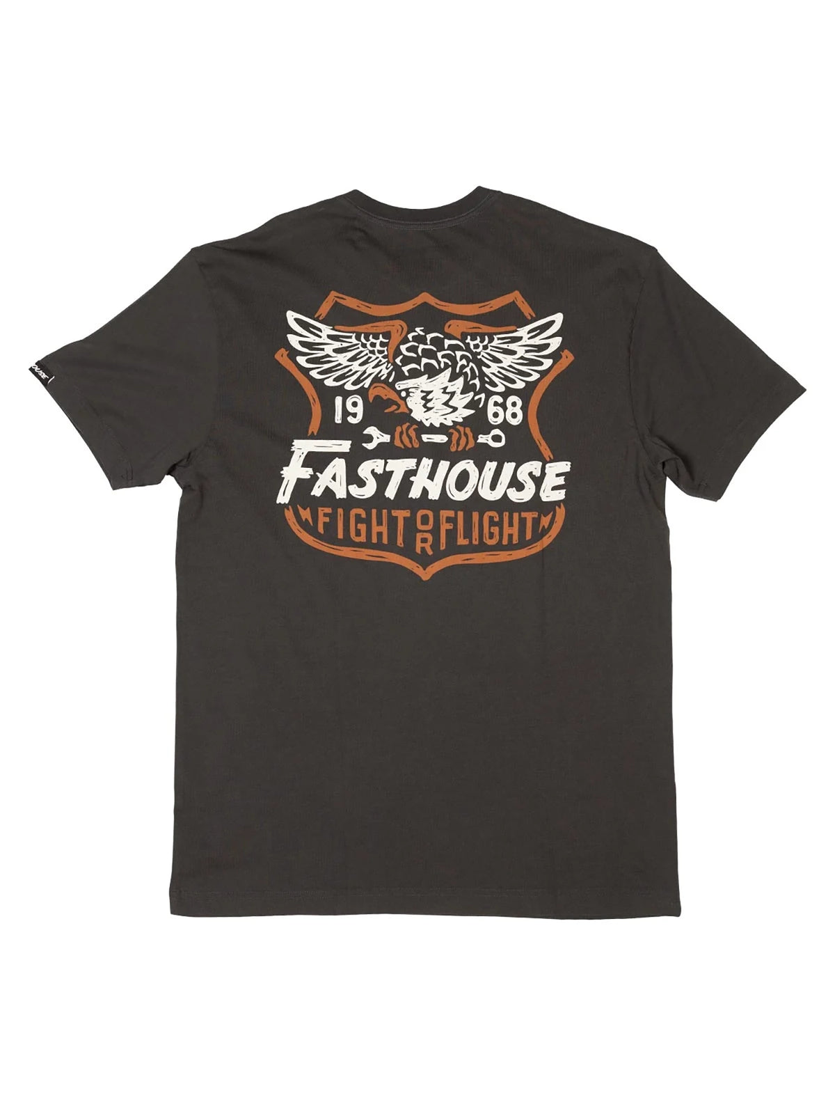 Fasthouse Men's Talon Graphic T-shirt in Graphite Black, back flat-lay view