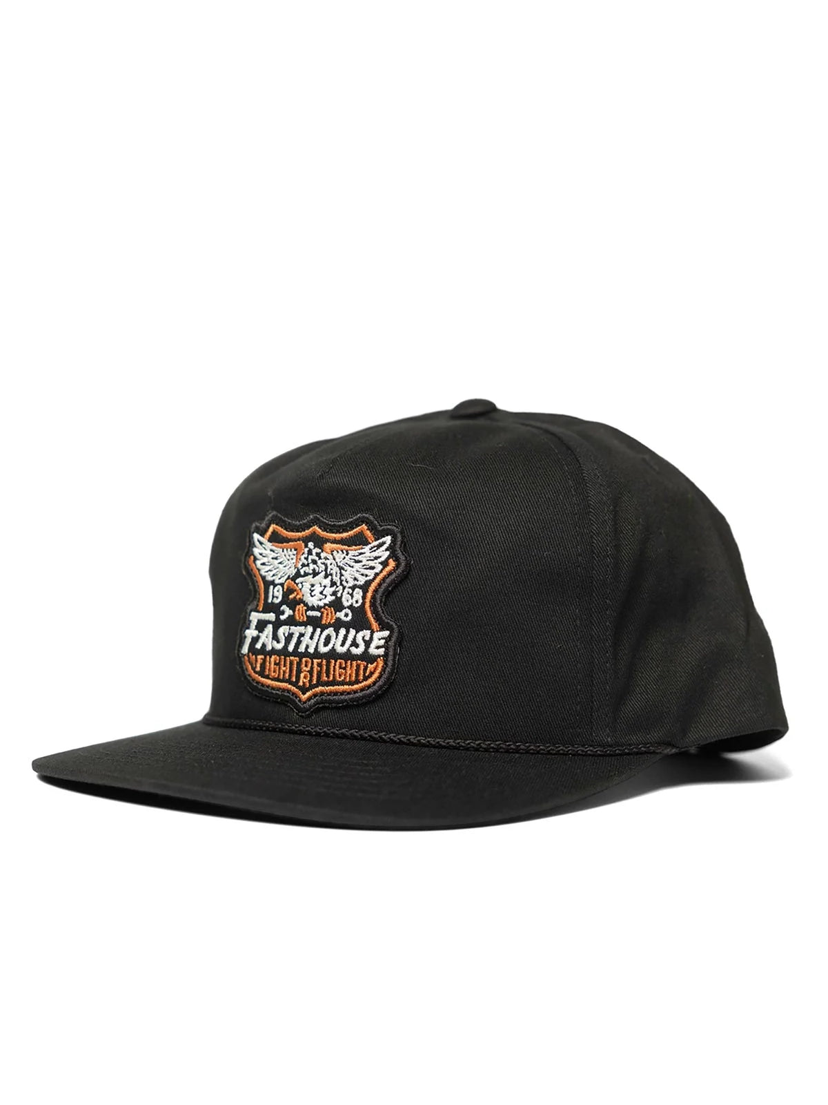 Fasthouse Men's Talon Snapback Hat in Black, front three-quarter view