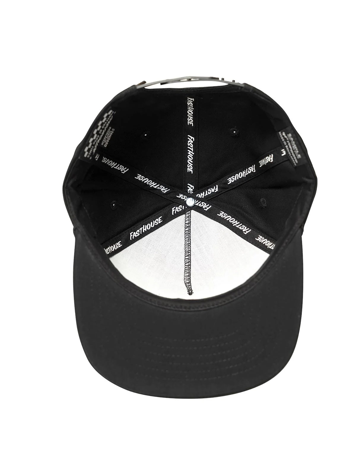 Fasthouse Men's Talon Snapback Hat in Black, interior view with branded taping