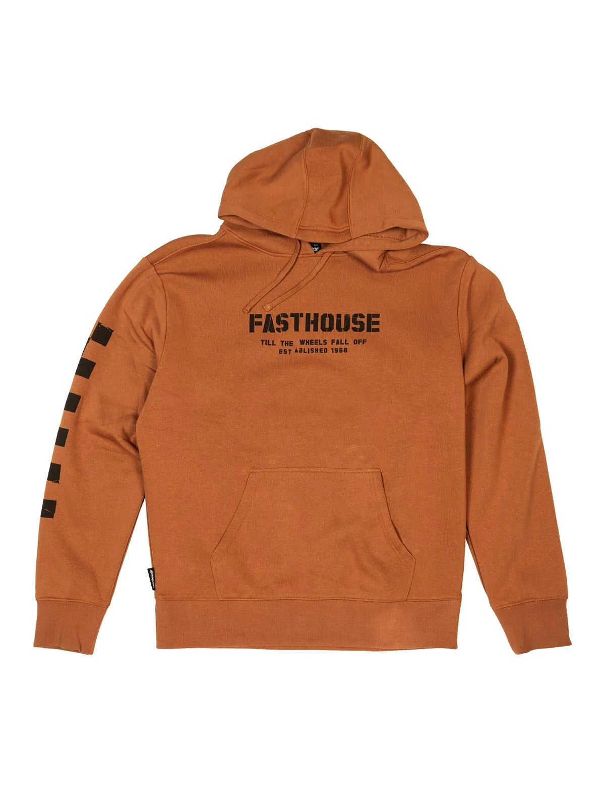 Fasthouse Men's Torn Pullover Hoodie in Rust, front flat-lay view