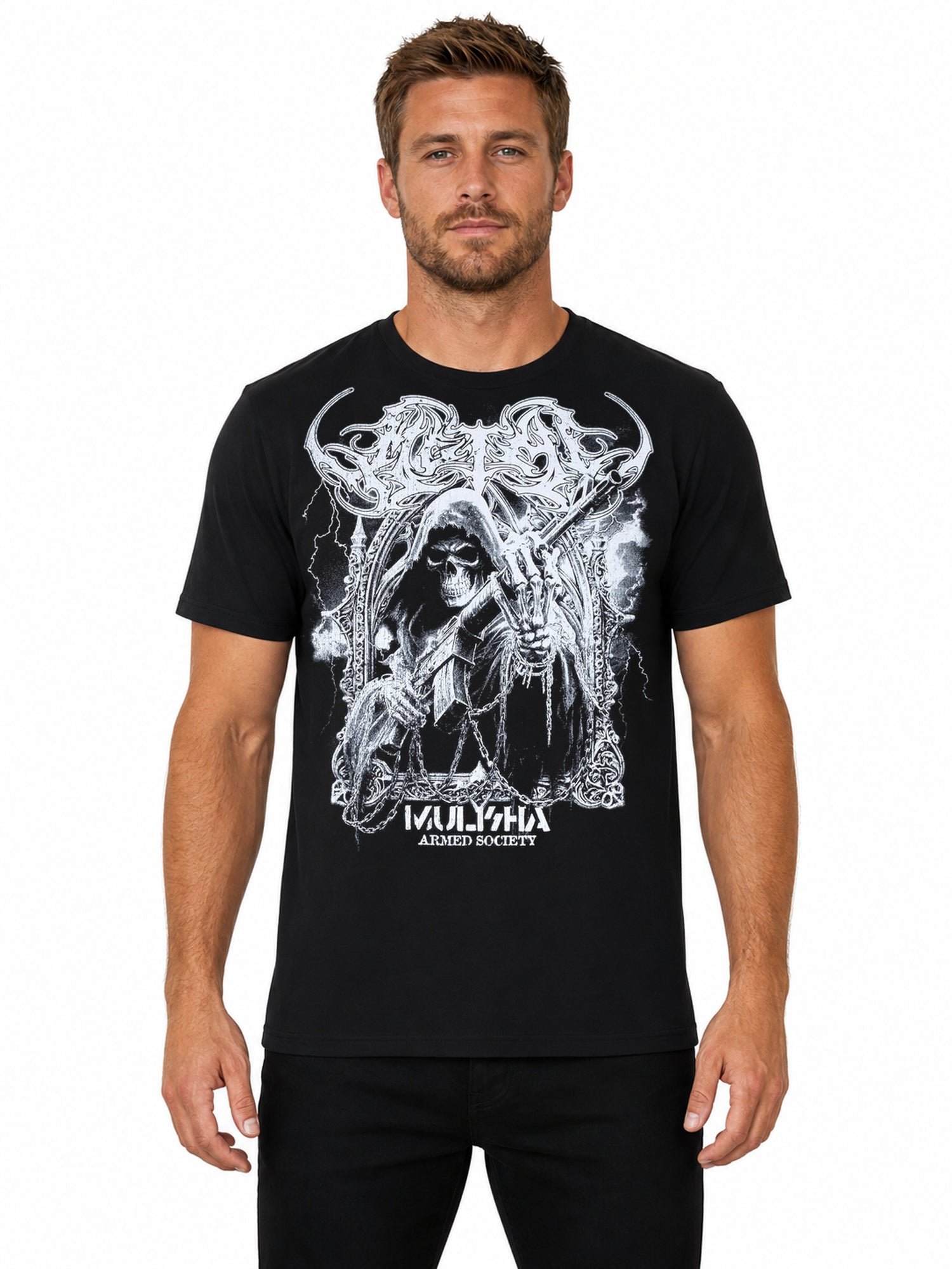 Metal Mulisha Death Dealer Tee front on model