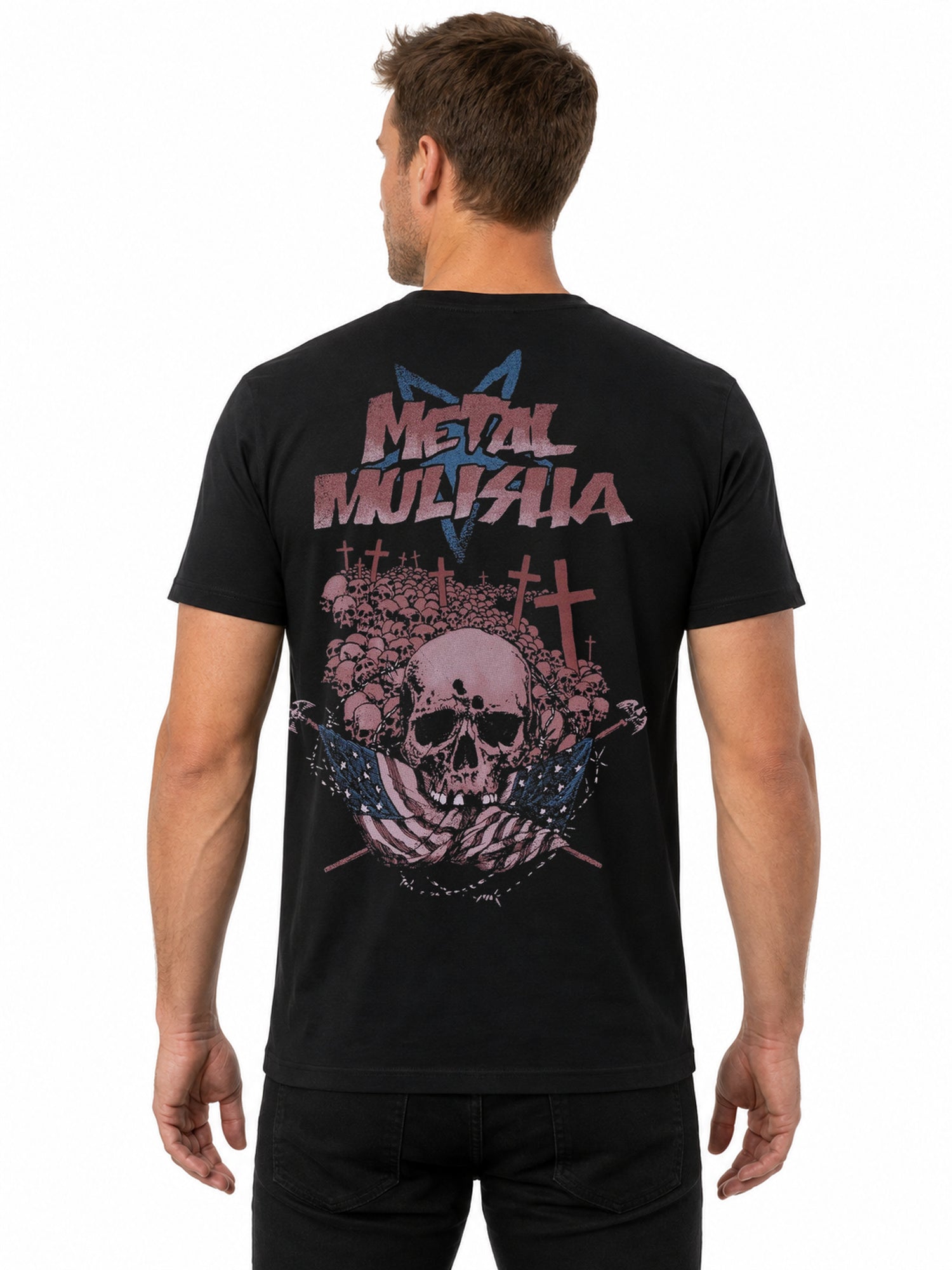 Metal Mulisha Freedom Isn't Free tee back view on model