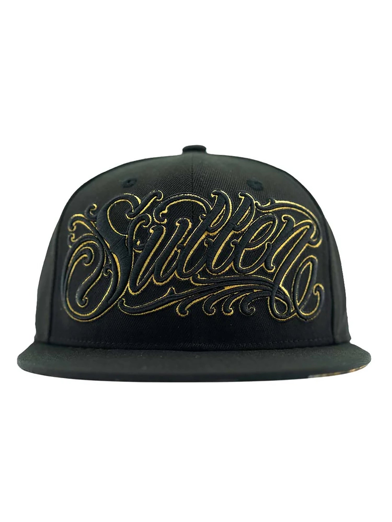 Front view of Sullen Gold Gaze black snapback hat
