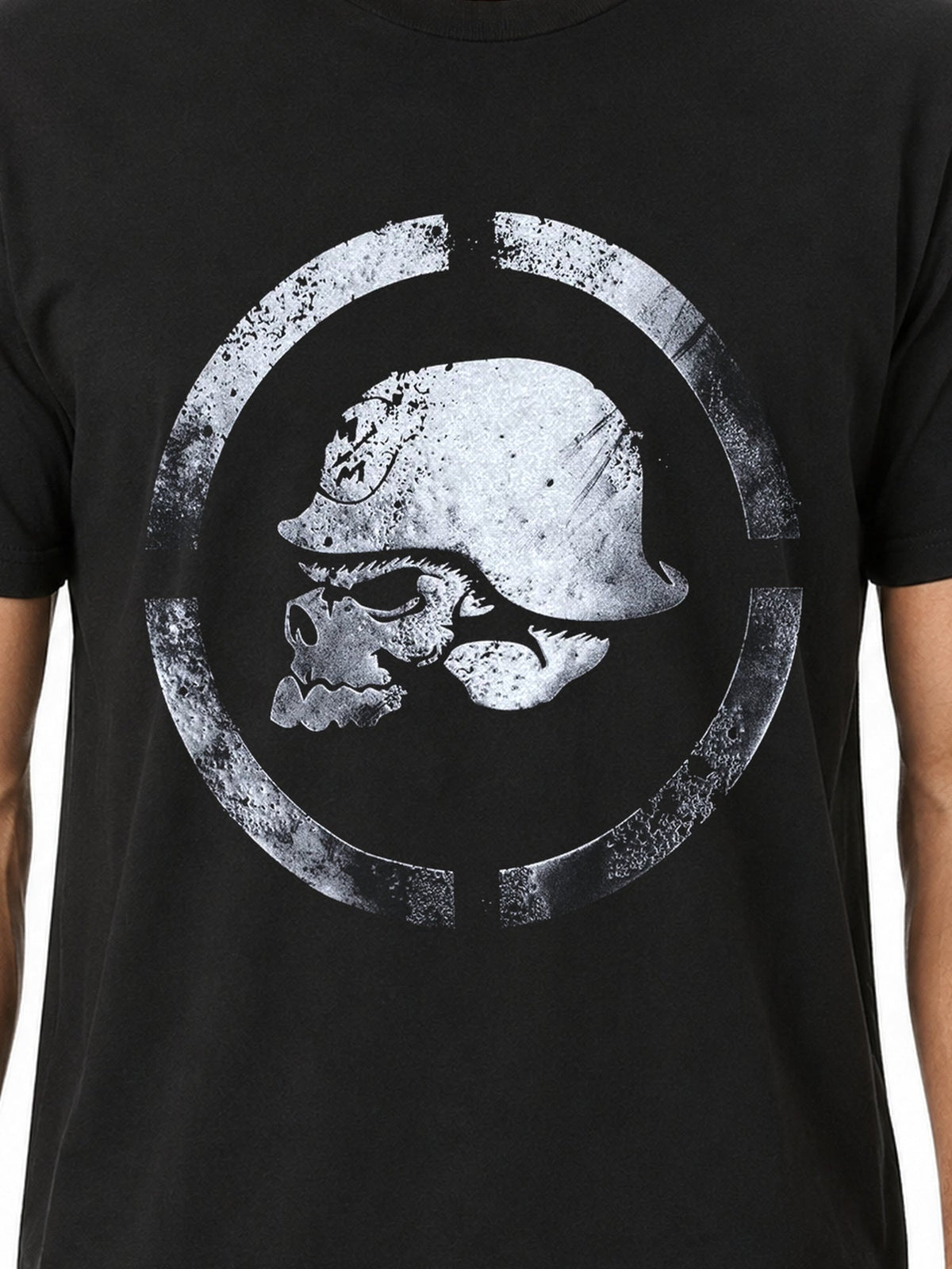 Metal Mulisha Cold Steel black T-shirt distressed helmet skull graphic detail