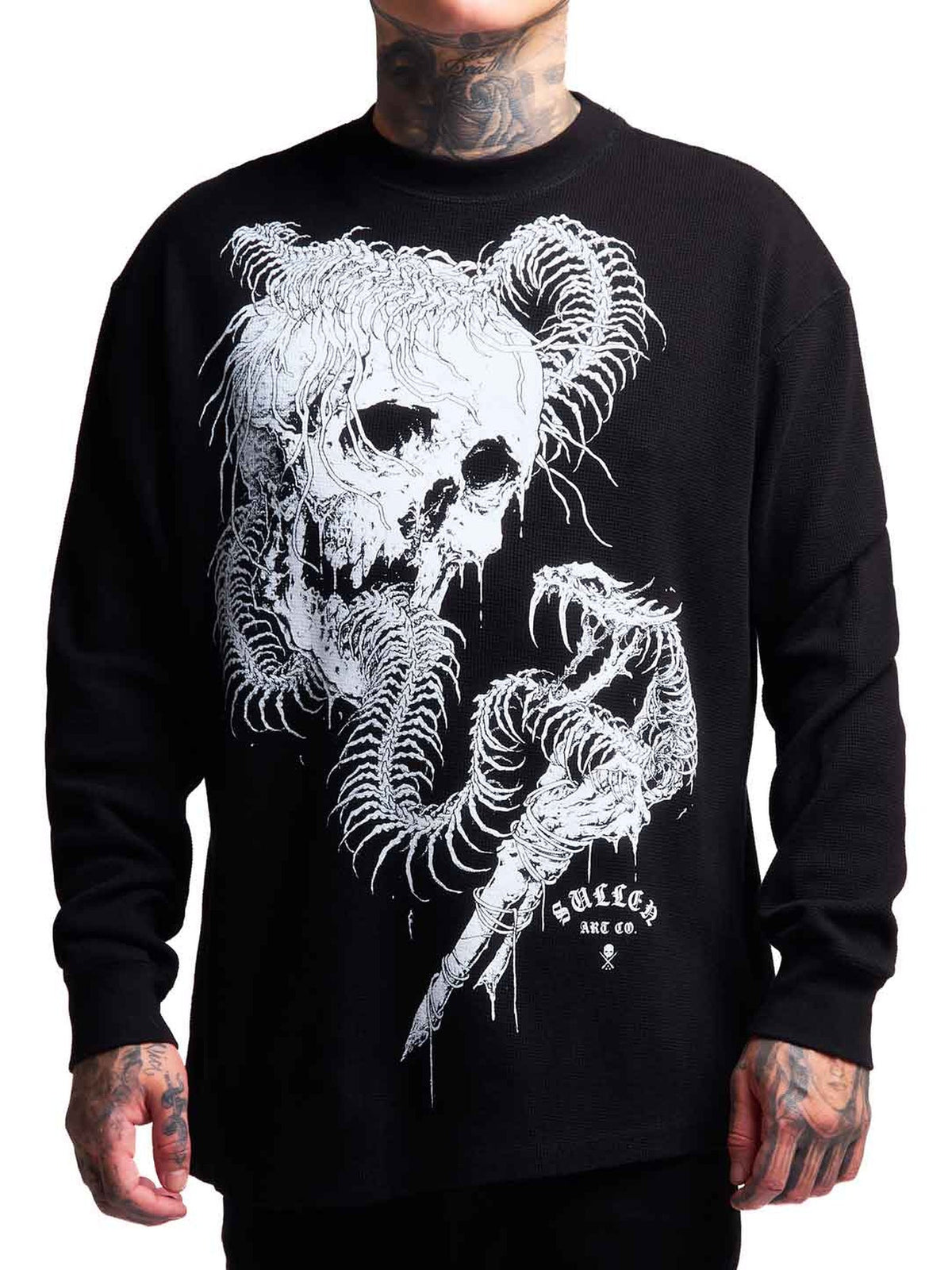 Sullen Cold Venom black thermal, full front with skull and skeletal serpent artwork