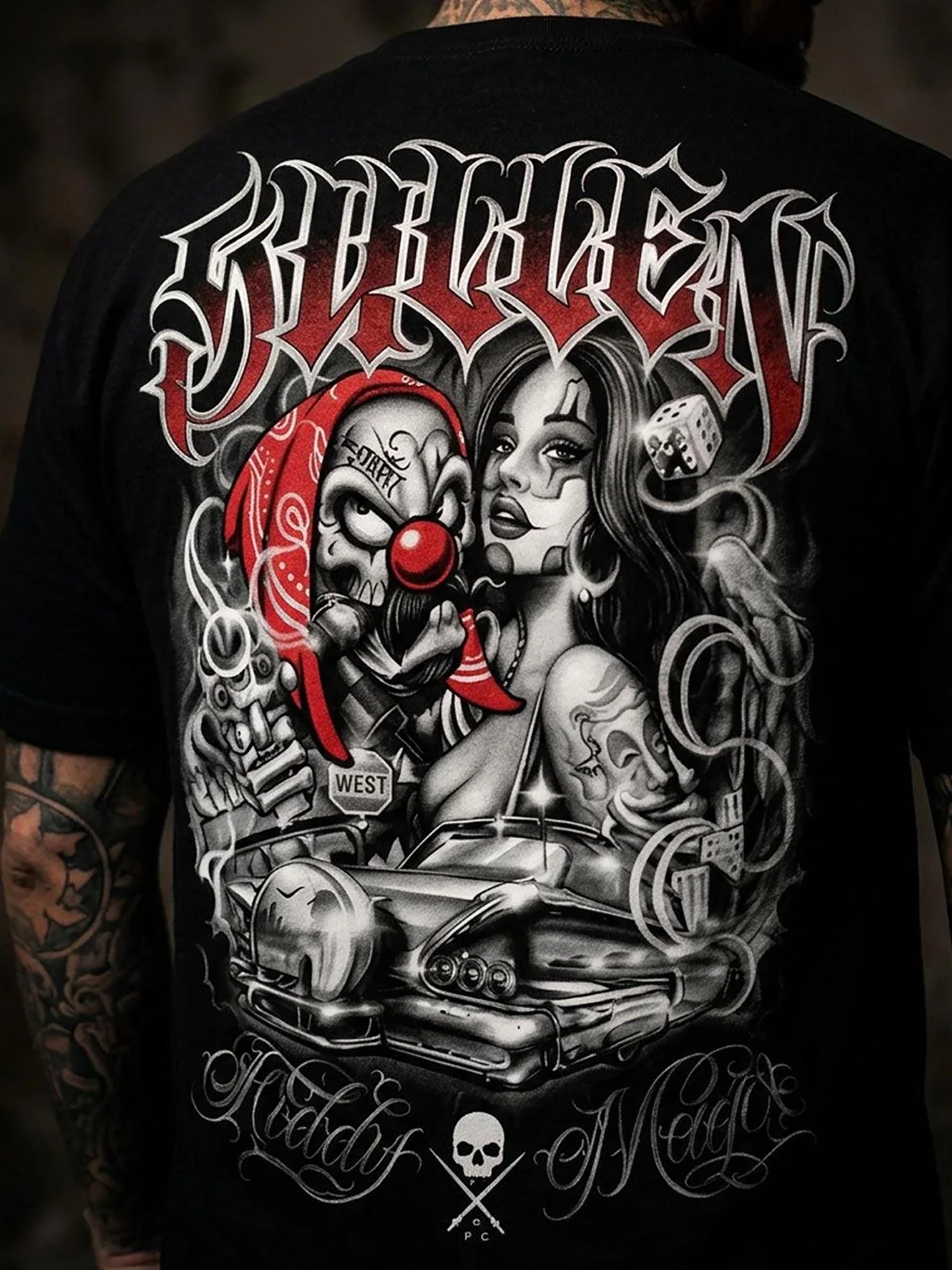 Sullen Fiddy X Mago black graphic T-shirt back lifestyle view