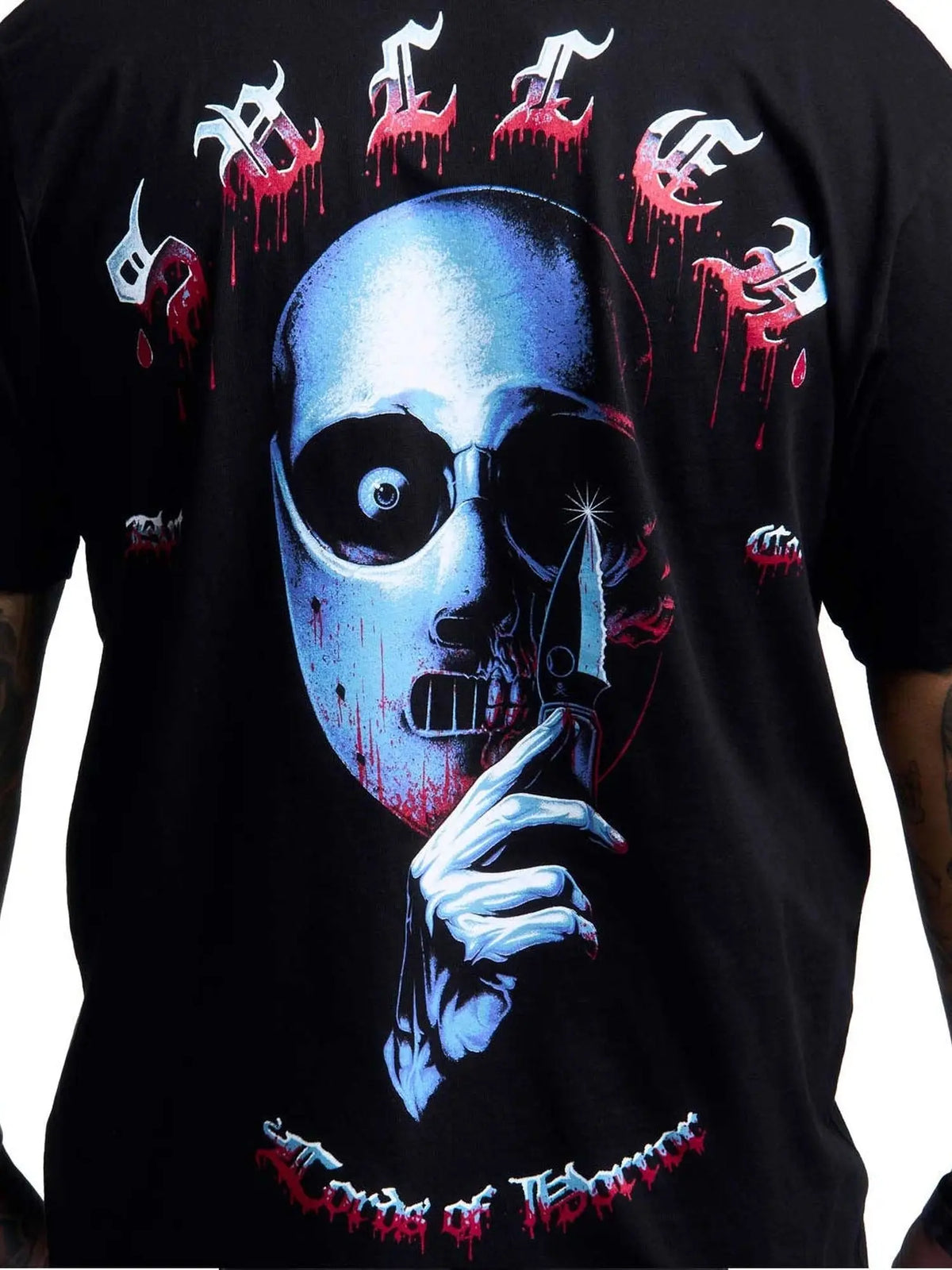 Close-up of the Horror Icon Lector masked character back artwork