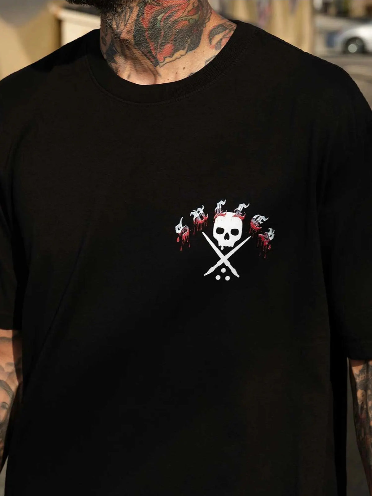 Styled front view of the Sullen Horror Icon Lector Premium T-shirt