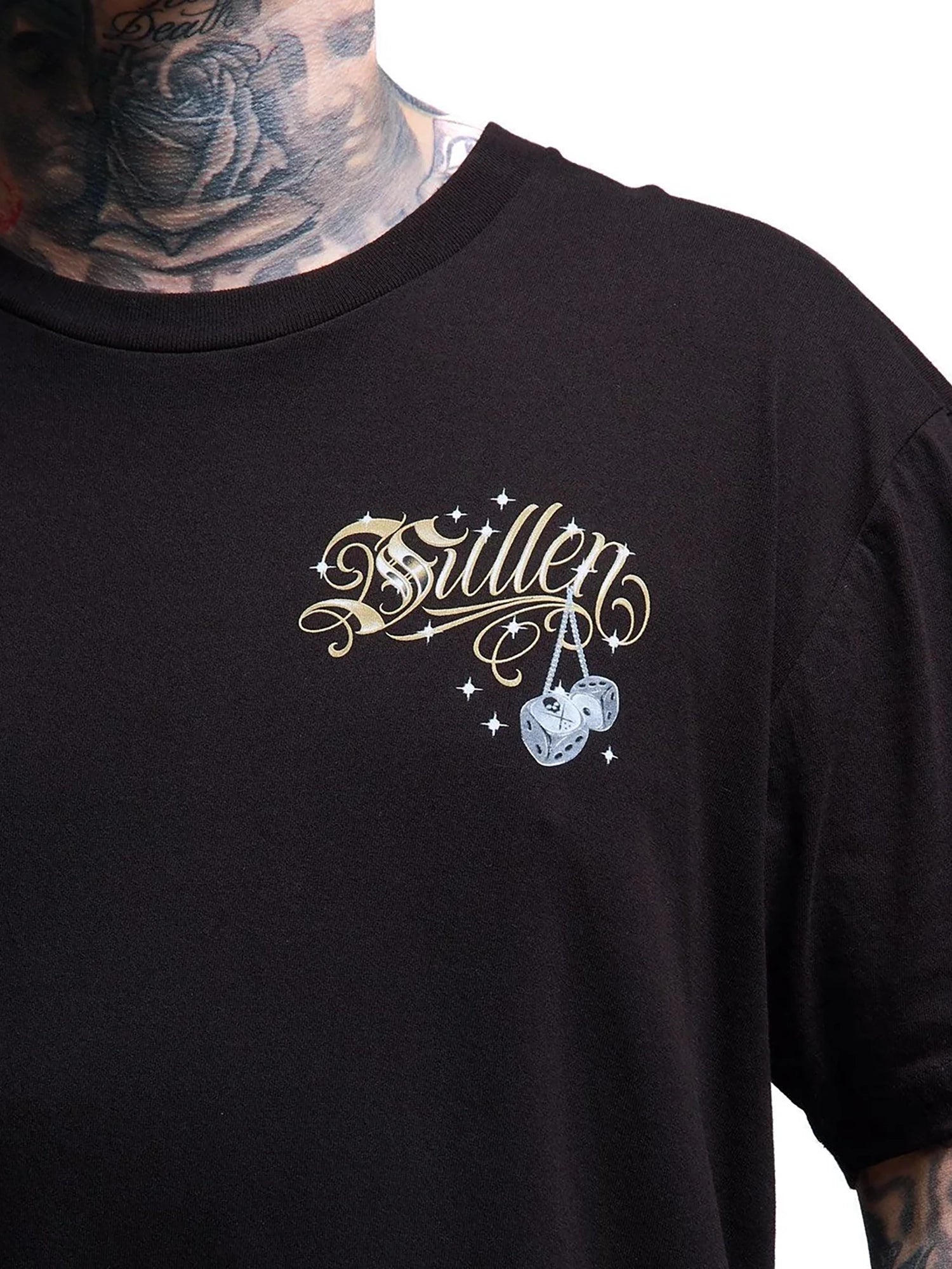Close-up of the Sullen Never Look Back front print