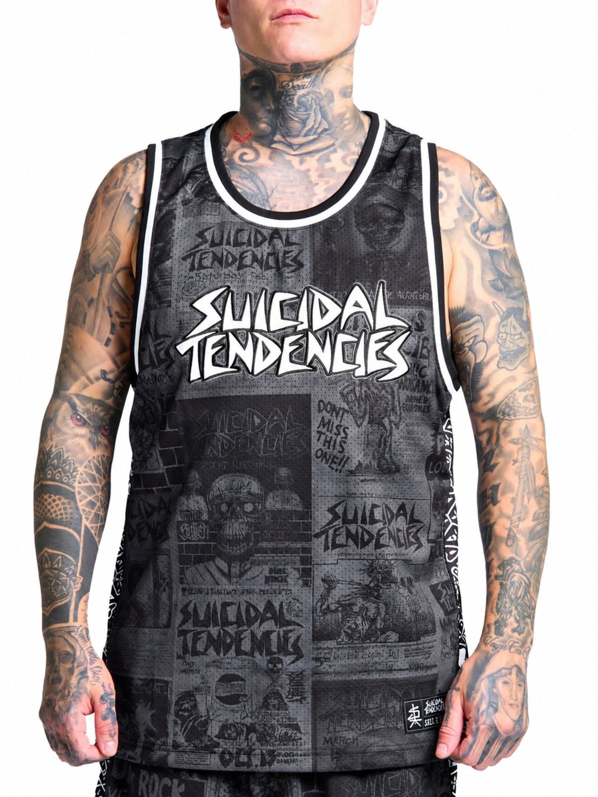 Sullen x Suicidal Tendencies Posted Heavy Mesh Jersey in grey - front
