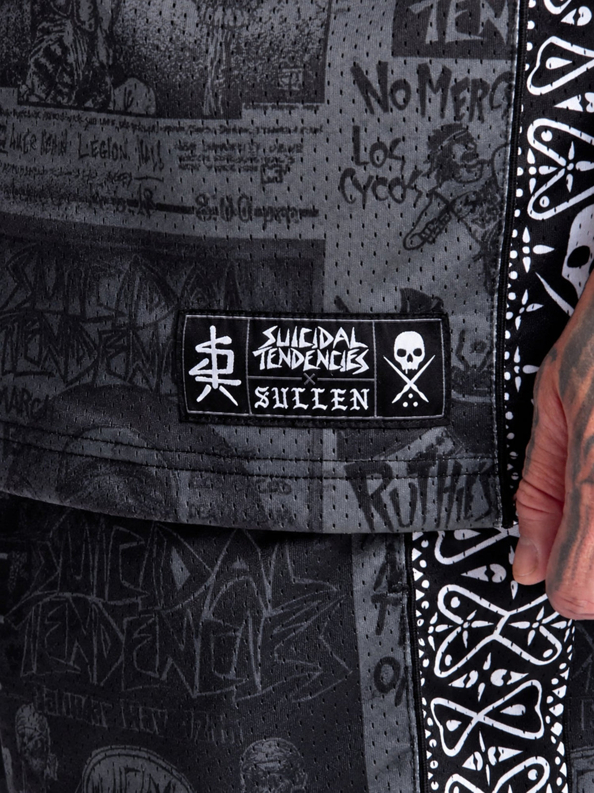 Sullen x Suicidal Tendencies Posted Heavy Mesh Jersey in grey - tag detail