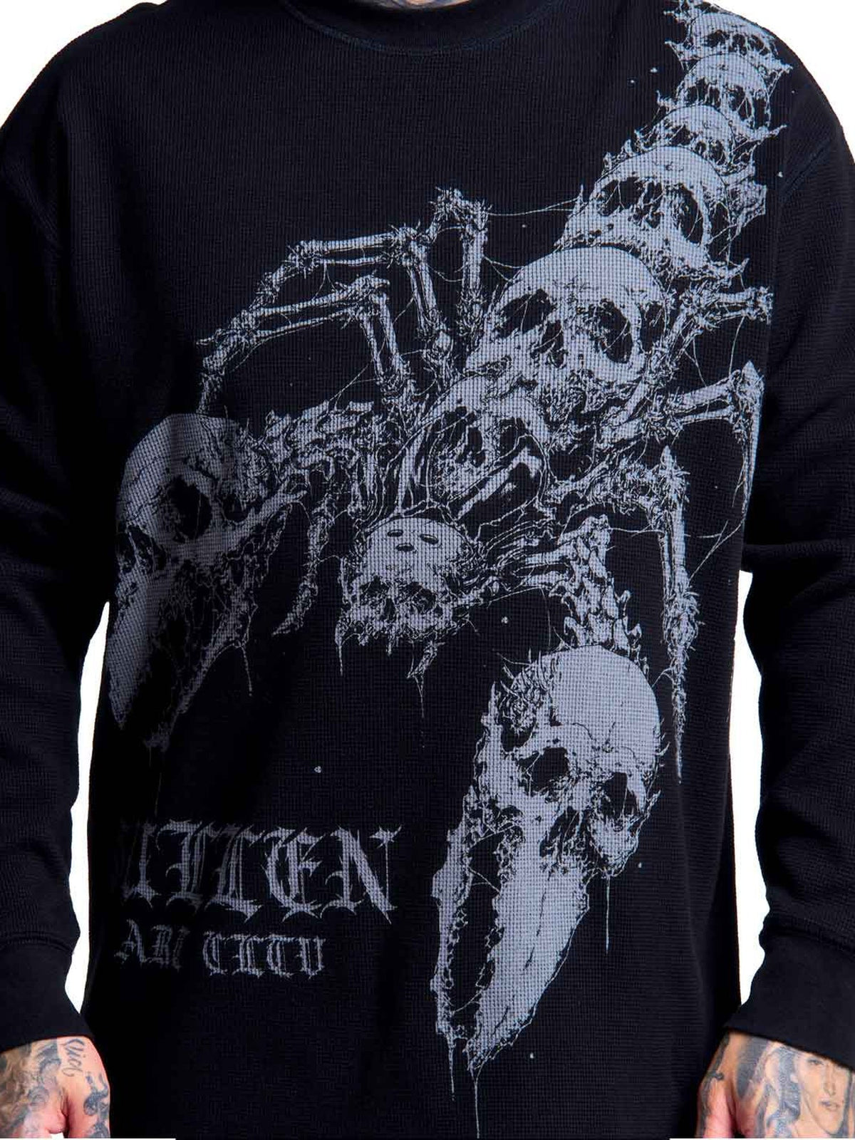 Sullen Scorpion thermal, front bone scorpion and skull graphic detail