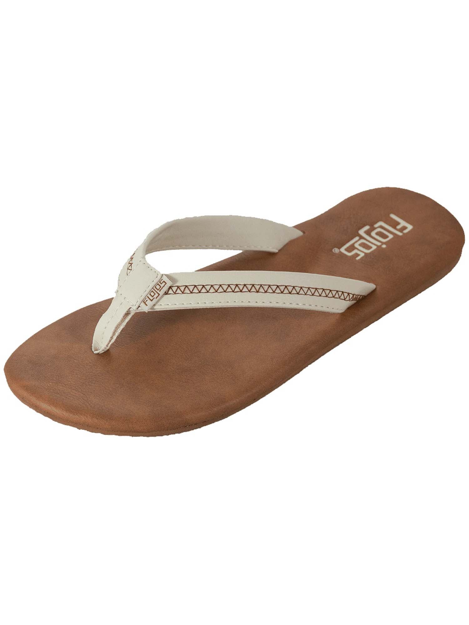 Flojos Women's Claire Thin Profile Thong Sandals Ivory Tan