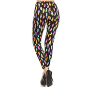 Vulcinity Colorful Feather Print Leggings