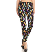 Vulcinity Colorful Feather Print Leggings