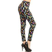 Vulcinity Colorful Feather Print Leggings