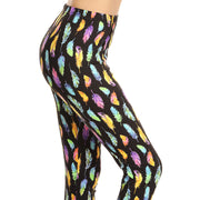 Vulcinity Colorful Feather Print Leggings